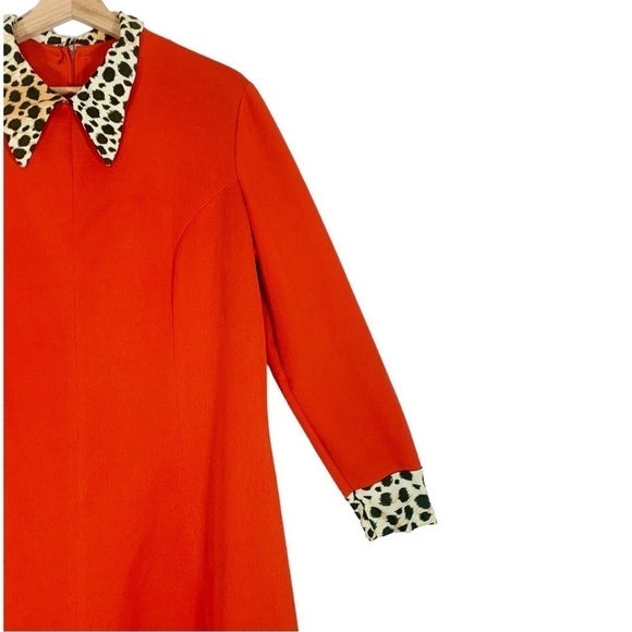Vintage Unbranded Retro Rockabilly Midi Dress Size Large Red Animal Print - Picture 6 of 10